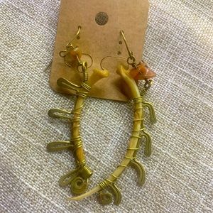 Brass wrapped bone earrings